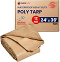 Tarps Now 24x36 Feet Heavy Duty Waterproof Poly Tarp | 12 MIL Reinforced Tarp with Aluminum Grommets | General-Purpose Brown Tarp Cover