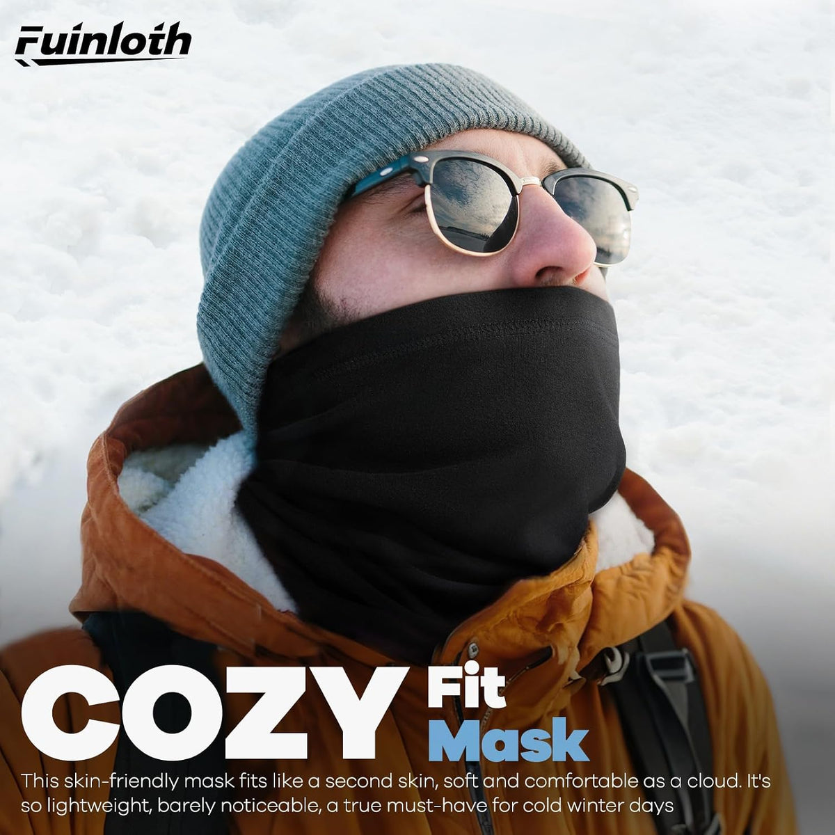 Fuinloth 2 Pack Winter Neck Gaiter, Fleece Warmer Scarf Cold Weather Mask