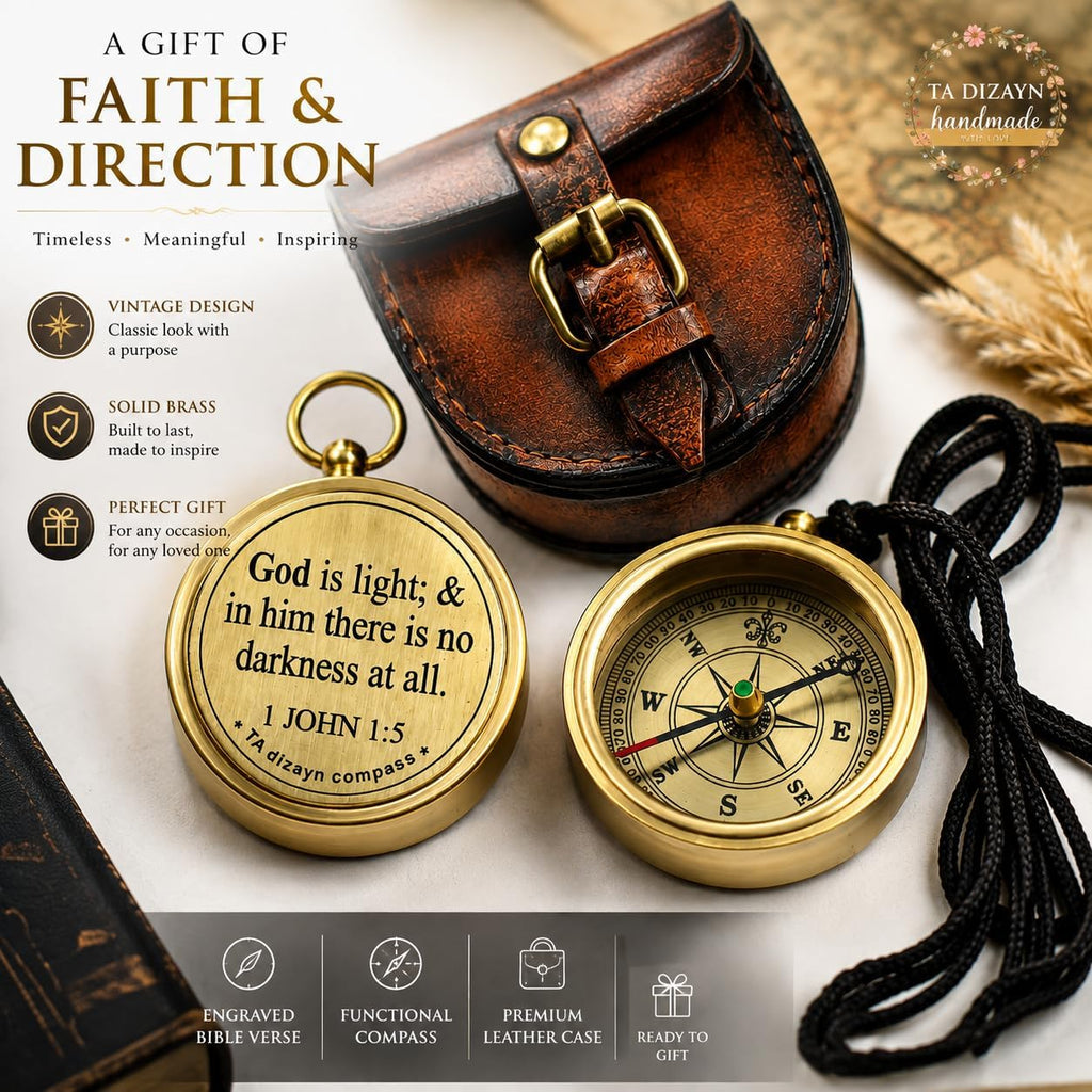 For I Know The Plans I Have For You, Jeremiah 29:11, Solid Brass Directional Engraved Compass, Baptism Gifts for Boys Girls, First Communion, Christian Gifts for Men, First Confirmation Gifts for Boys