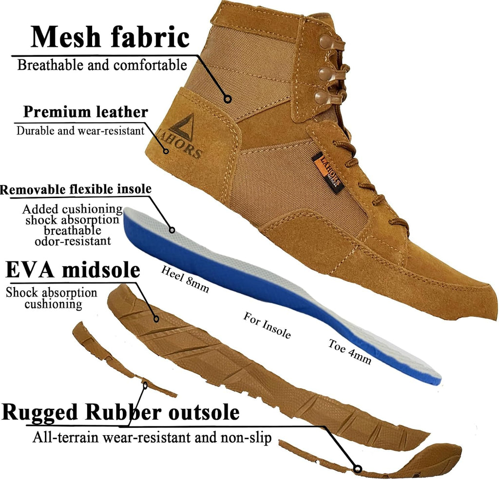 6 Inch Lightweight Mens Tactical Shoes Combat Boots Coyote Boots Military Training Lace Up Outdoor Hiking Breathable Army Shoe