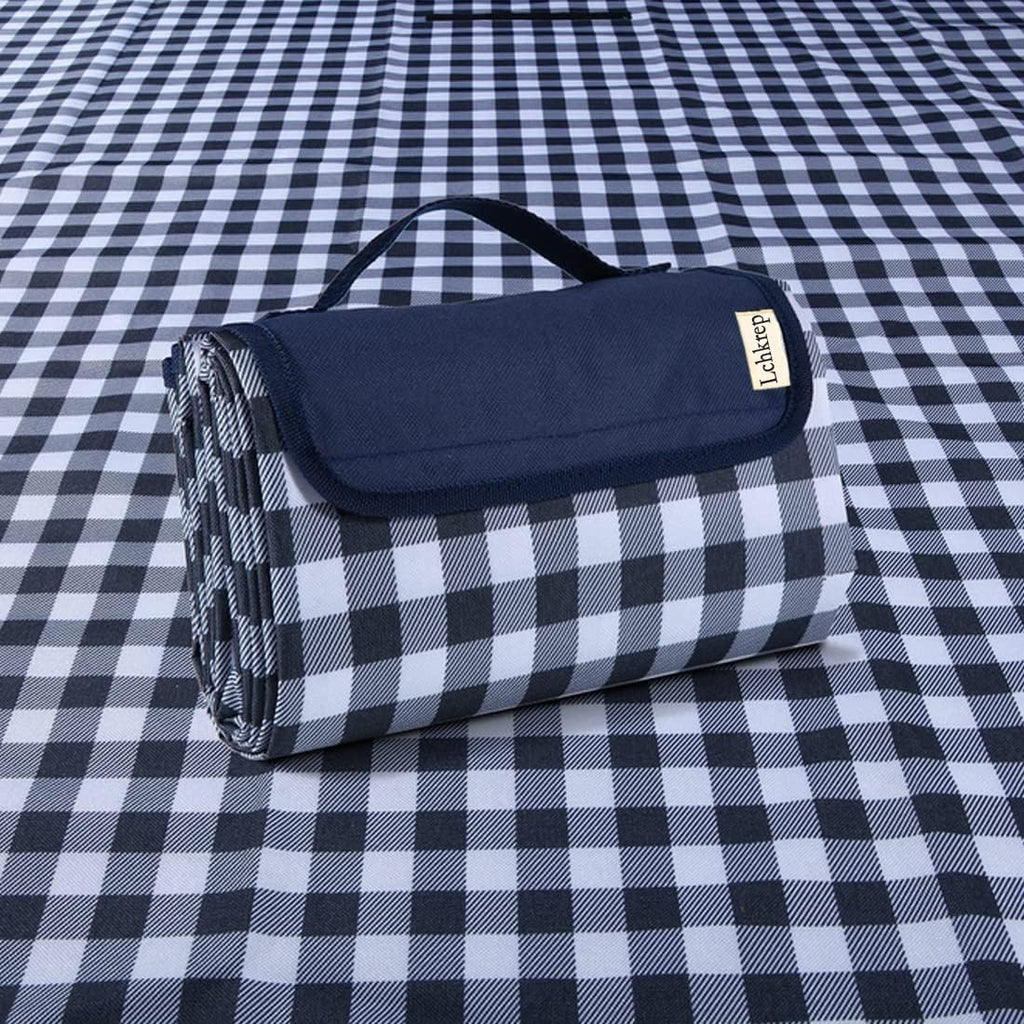Lchkrep Picnic Blanket Beach Blankets 80"x60" Large Sandproof Waterproof Camping Portable Travel Blanket Play Mat for Outdoor Indoor Family Beach Park Grass,Hiking, Music Festival（Dark Blue）