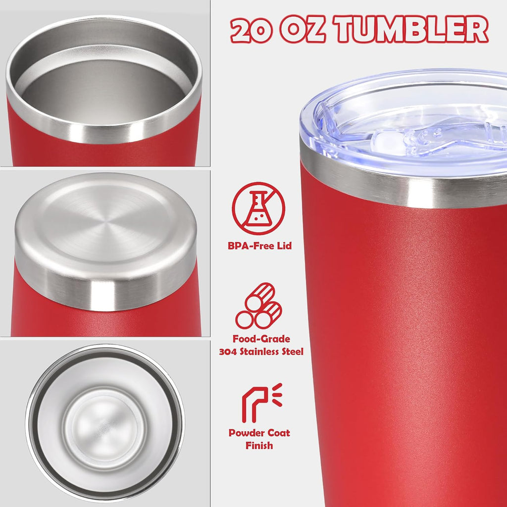 20oz Tumbler Stainless Steel Tumbler Coffee Tumbler with Lid Red, 4P