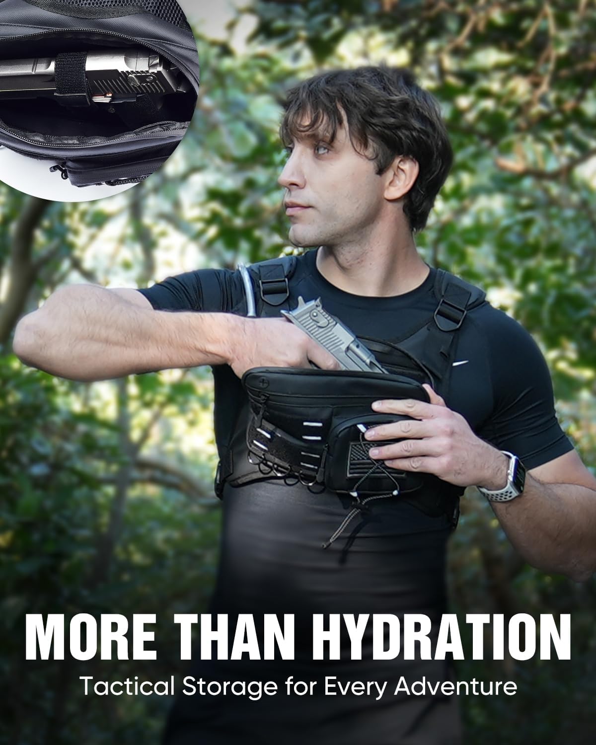 Zelvot Running Vest with 2L Water Bladder, Hydration Backpack, U.S. Design Patent, Lightweight Hydration Pack with Gear Holder, Reflective Chest Pack for Men Women