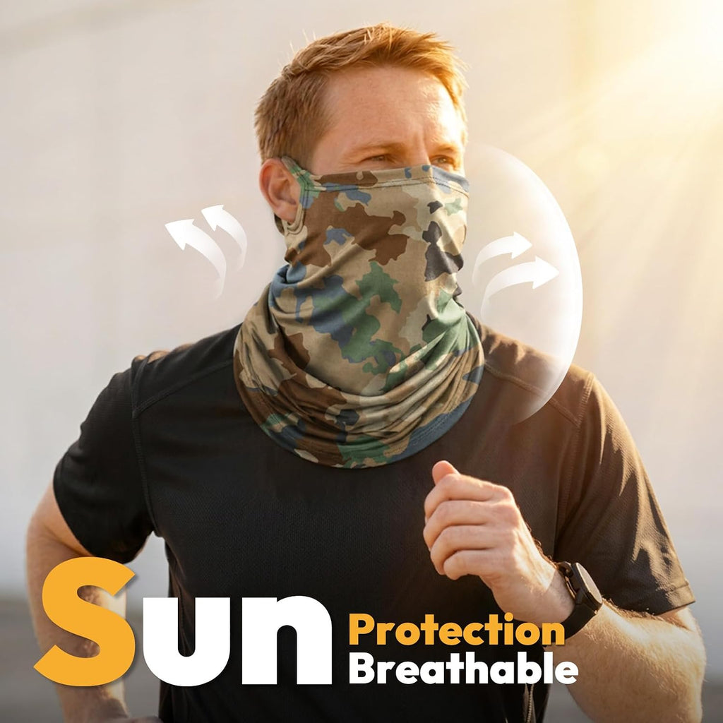 HONGTEYA 6 Pack Summer Neck Gaiter, UV Protection Cooling Face Mask Breathable Bandana Head Scarf Face Cover for Men Women
