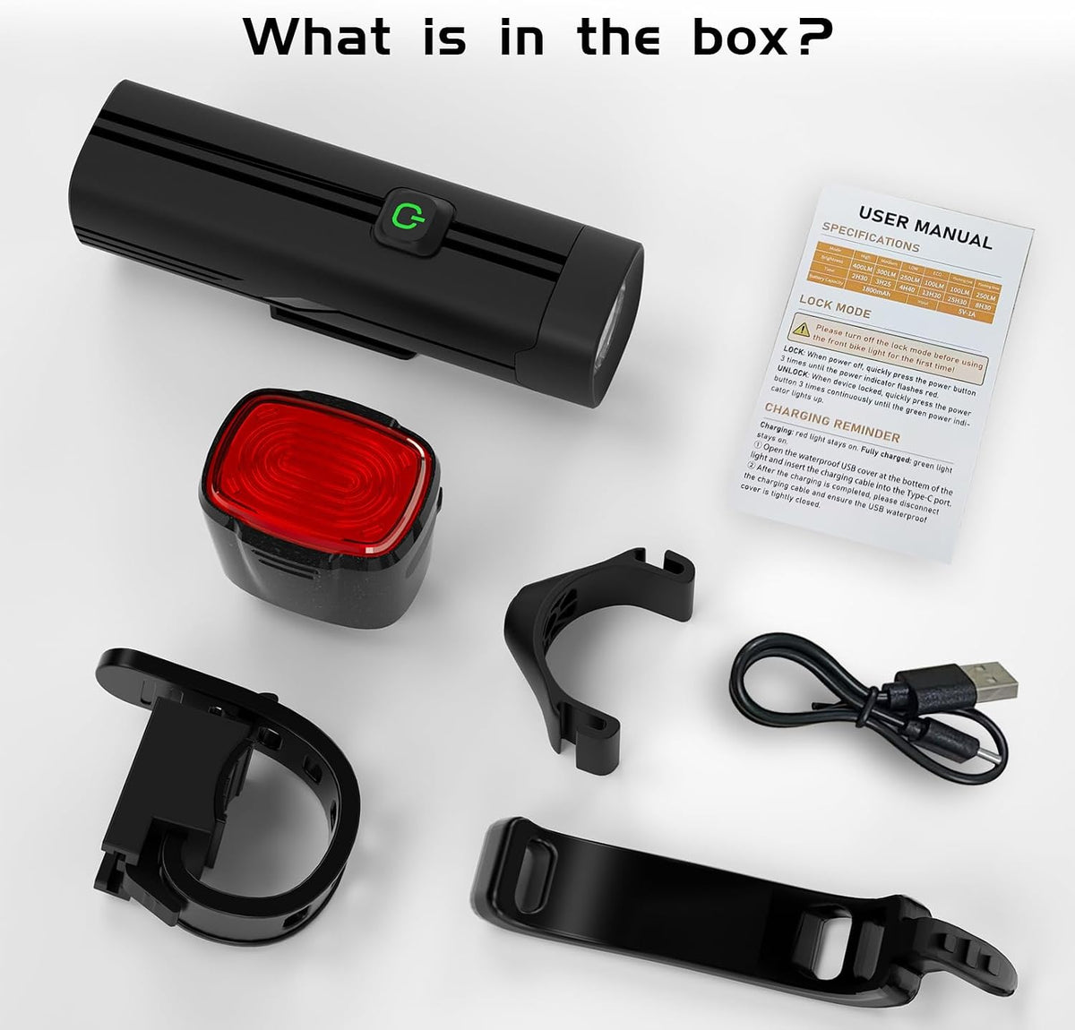 Bike Lights for Night Riding, Rechargeable Bicycle Light Front and Back, IP66 Waterproof, 4+6 Modes Headlight Taillight Set for Safety Urban Commuting