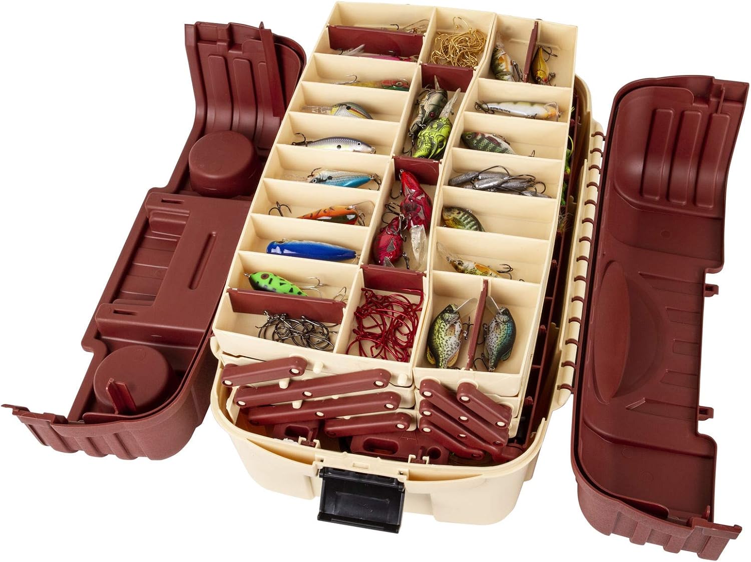 Flambeau Outdoors 2059 Hip Roof 7-Tray Tackle Box, 61 Compartments, Beige