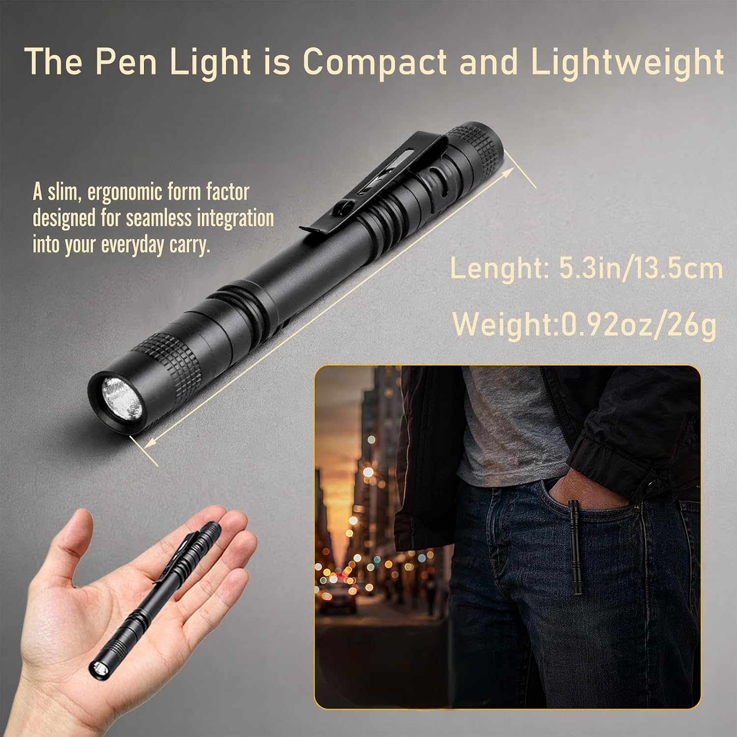 Led Pen Light with Clip for Everyday Use & Emergency Tool (5PCS)