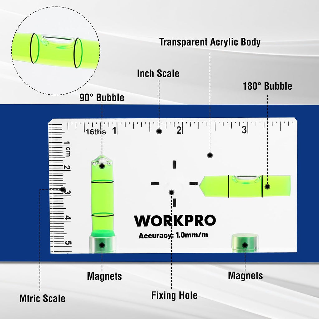 WORKPRO 3-3/4 Inch Mini Magnetic Pocket Level Tool