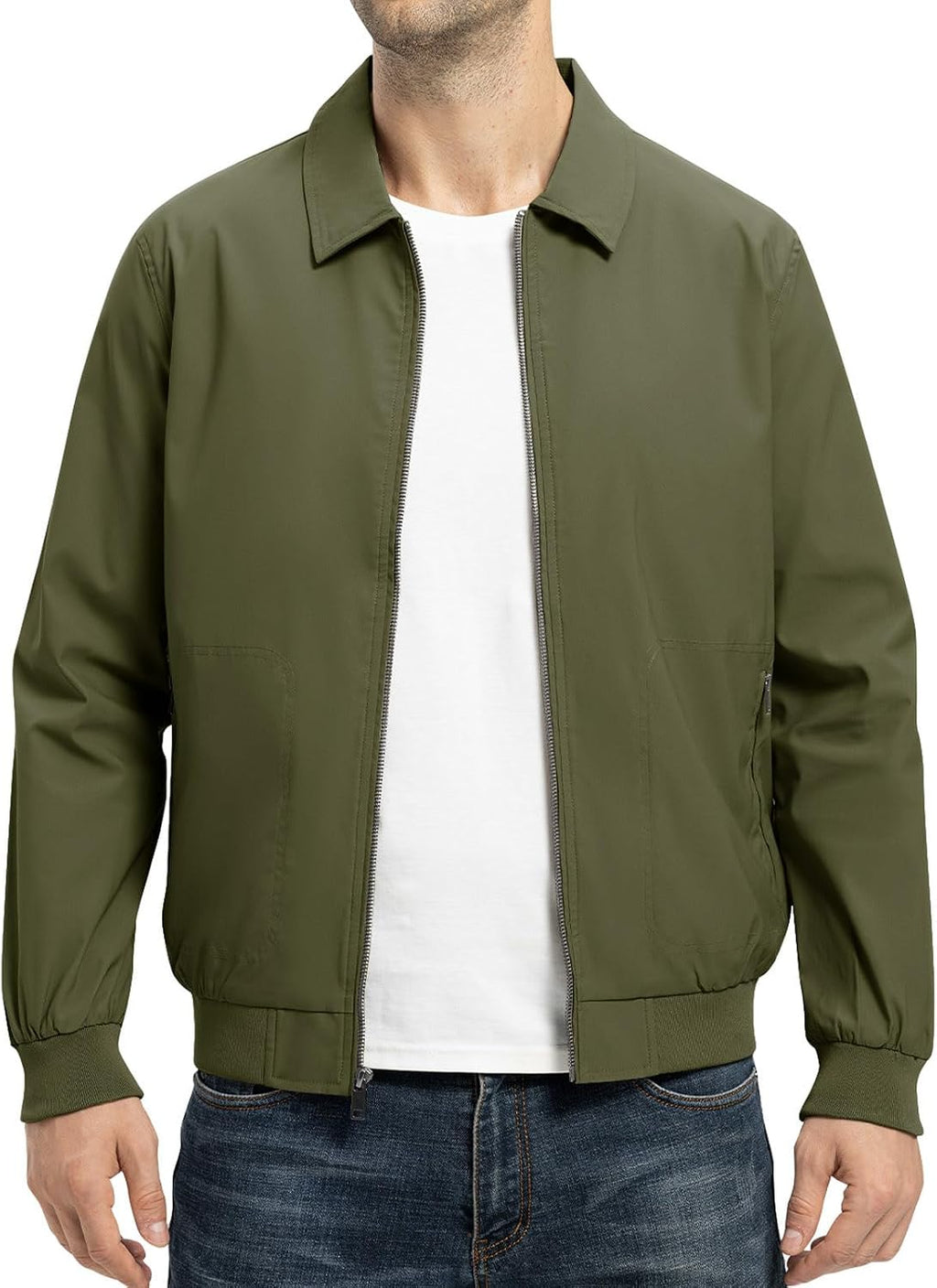 TBMPOY Mens Lightweight Jackets Casual Stylish Windbreakers for Men Light Track Jacket Laydown Collar Fall Golf Coats