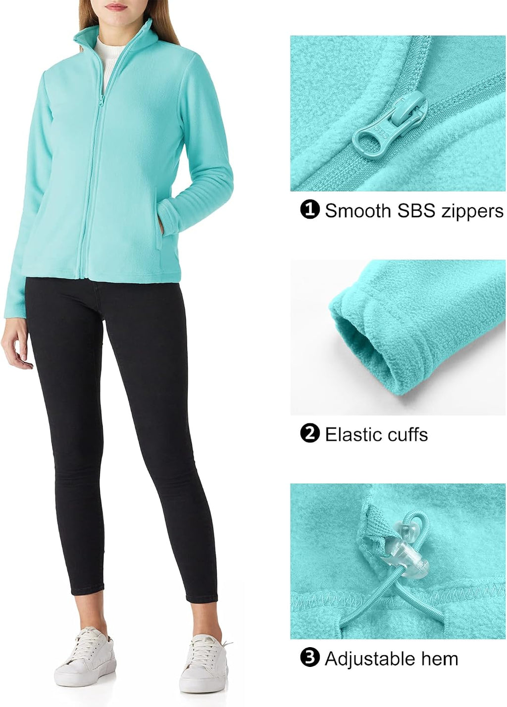 Outdoor Ventures Women's Lightweight Warm Polar Fleece Jacket Zip Up
