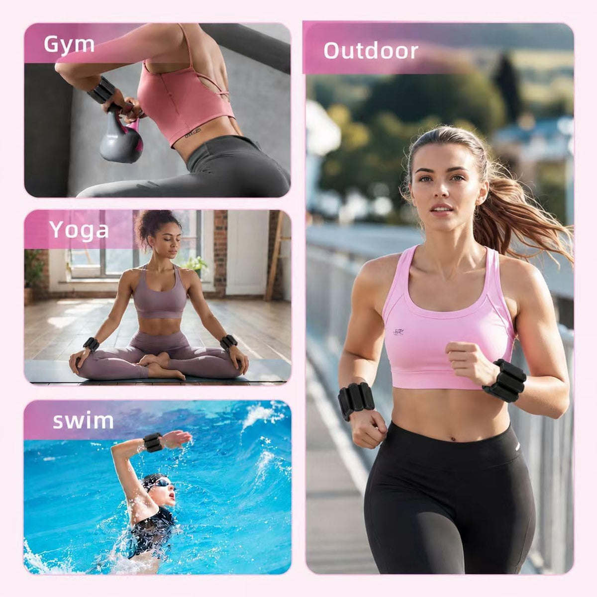 Adjustable Ankle Weights,Wrist Weights for Women & Men,Set of 2 (1Lb Each),Perfect for Walking,Running,Yoga,Pilates,Gym,Strength Training. Weighted wristbands are designed for home gym workouts