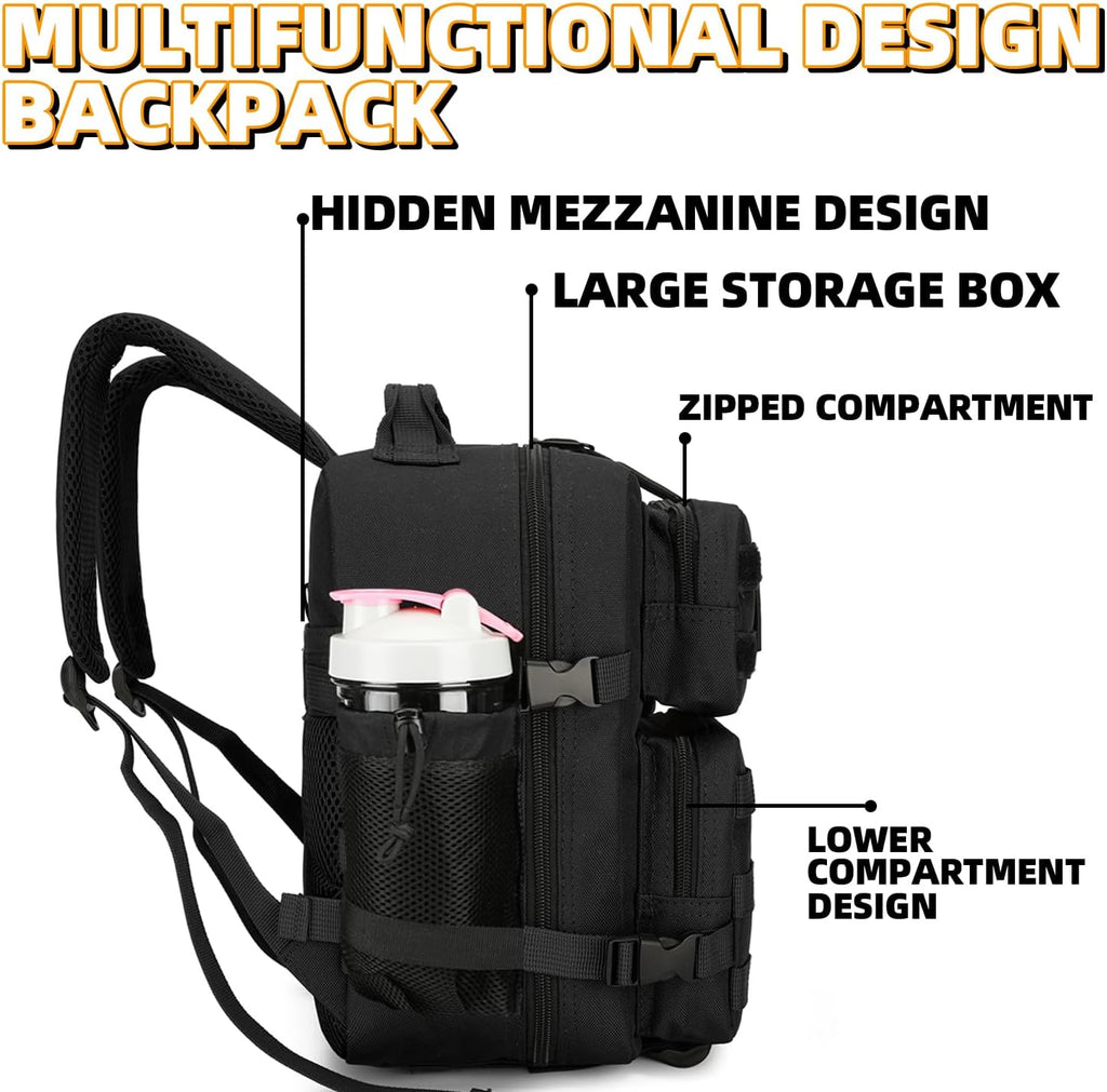 9L Mini Tactical Backpack for Men and Women, Tactical Backpack Small for Hiking, Small Tactical Bag（Black）