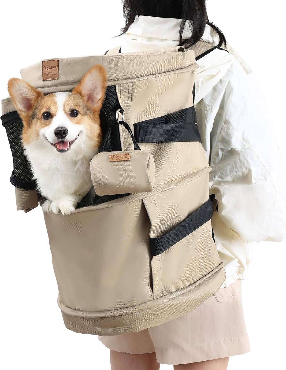 Dog Backpack Carrier – Comfortable Travel Bag for Pets –Khaki