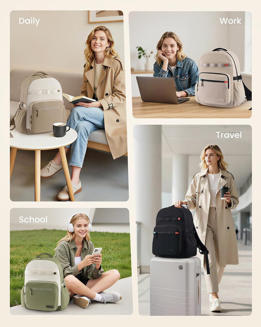 LOVEVOOK Laptop Backpack for Women Work Teacher with Tumbler Holder