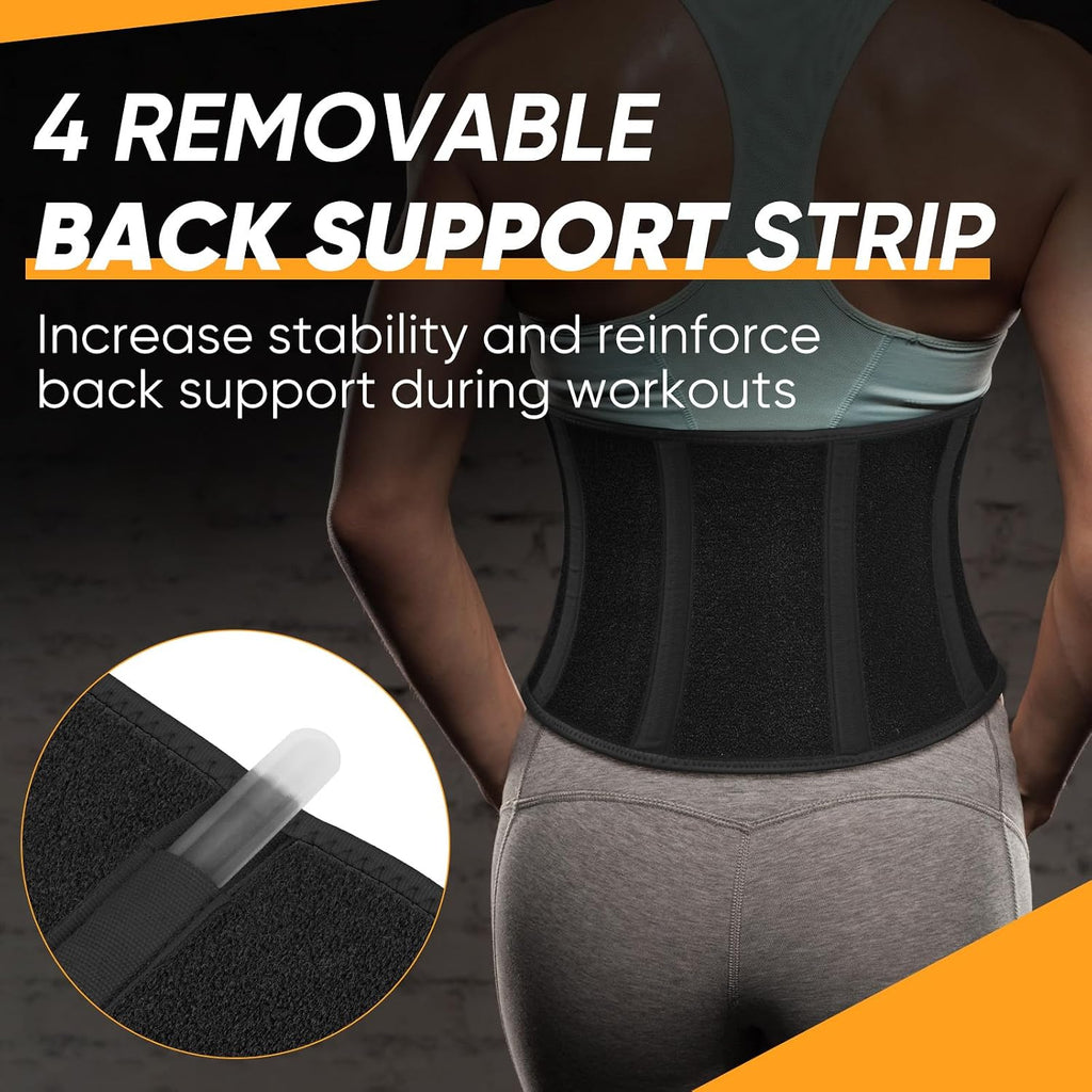 APEXUP Waist Trainer for Women Lower Belly Fat, Men Sweat Band, Stomach Wrap, Waist Trimmer with Removable Lumbar Support