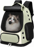 Cat Backpack Carrier, TSA Airline Approved Pet Travel Bag for Small Medium Dogs, Ventilated Hiking Camping Backpack for Cats, Kitten and Puppy up to 18 lbs, Green Mesh