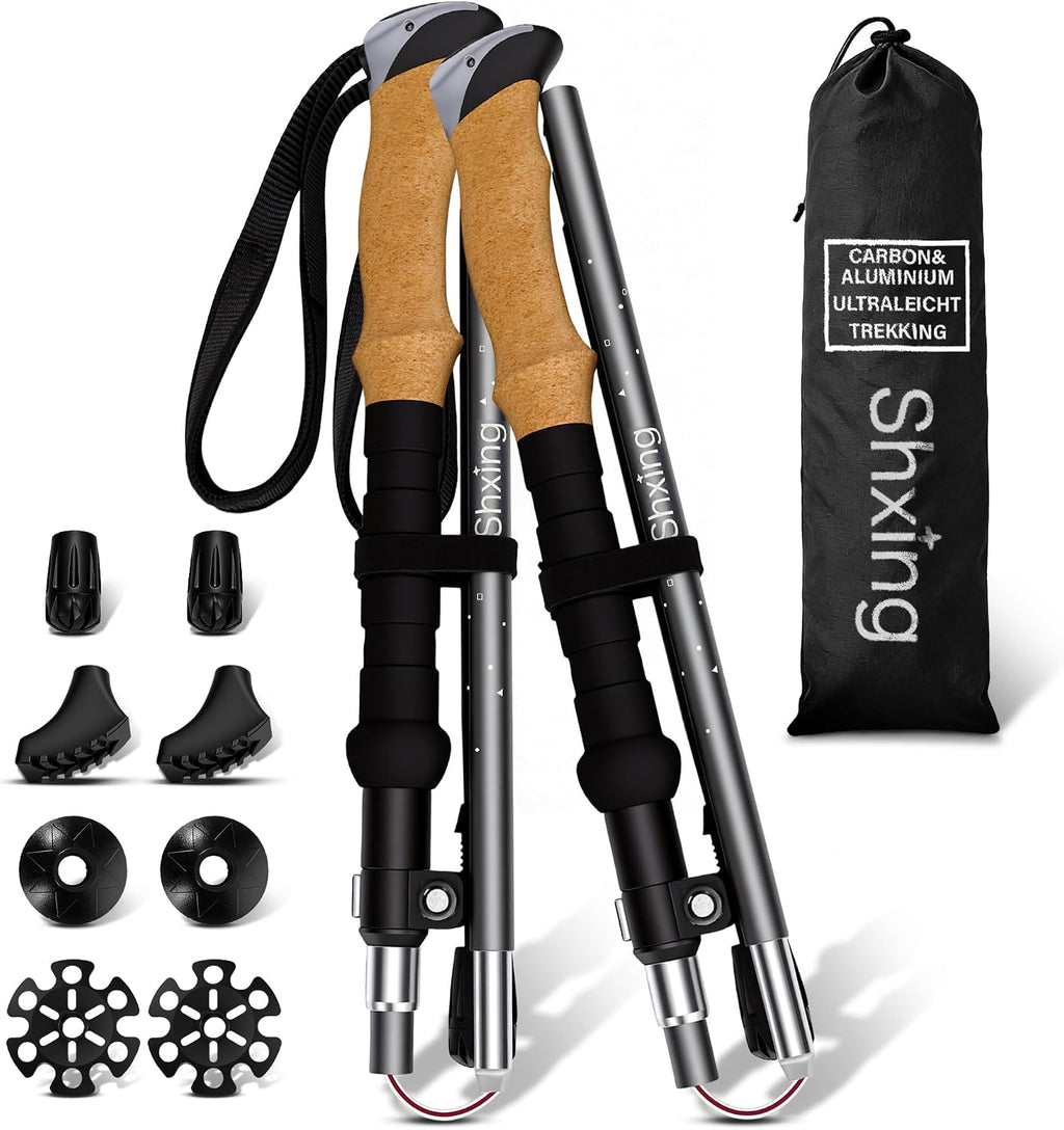 Folding Trekking Poles, Compact 13.8-Inch Hiking Poles 2-Pack
