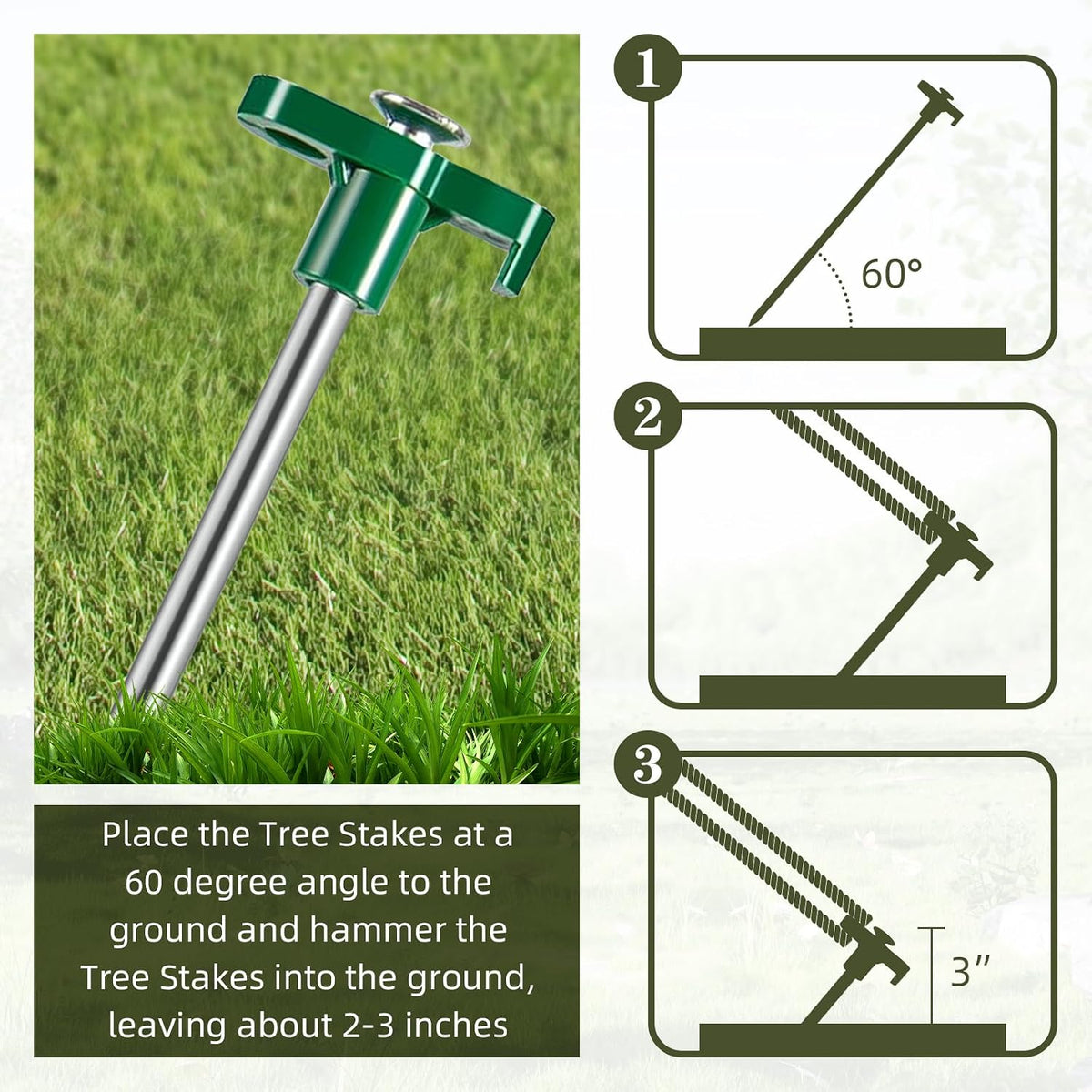 50 Pack Tent Stakes Heavy Duty 10 Inch Camping Stakes Yard Stakes Metal Tent Pegs for Ground Stakes Tent Spikes for Camping Garden Yard (Green)