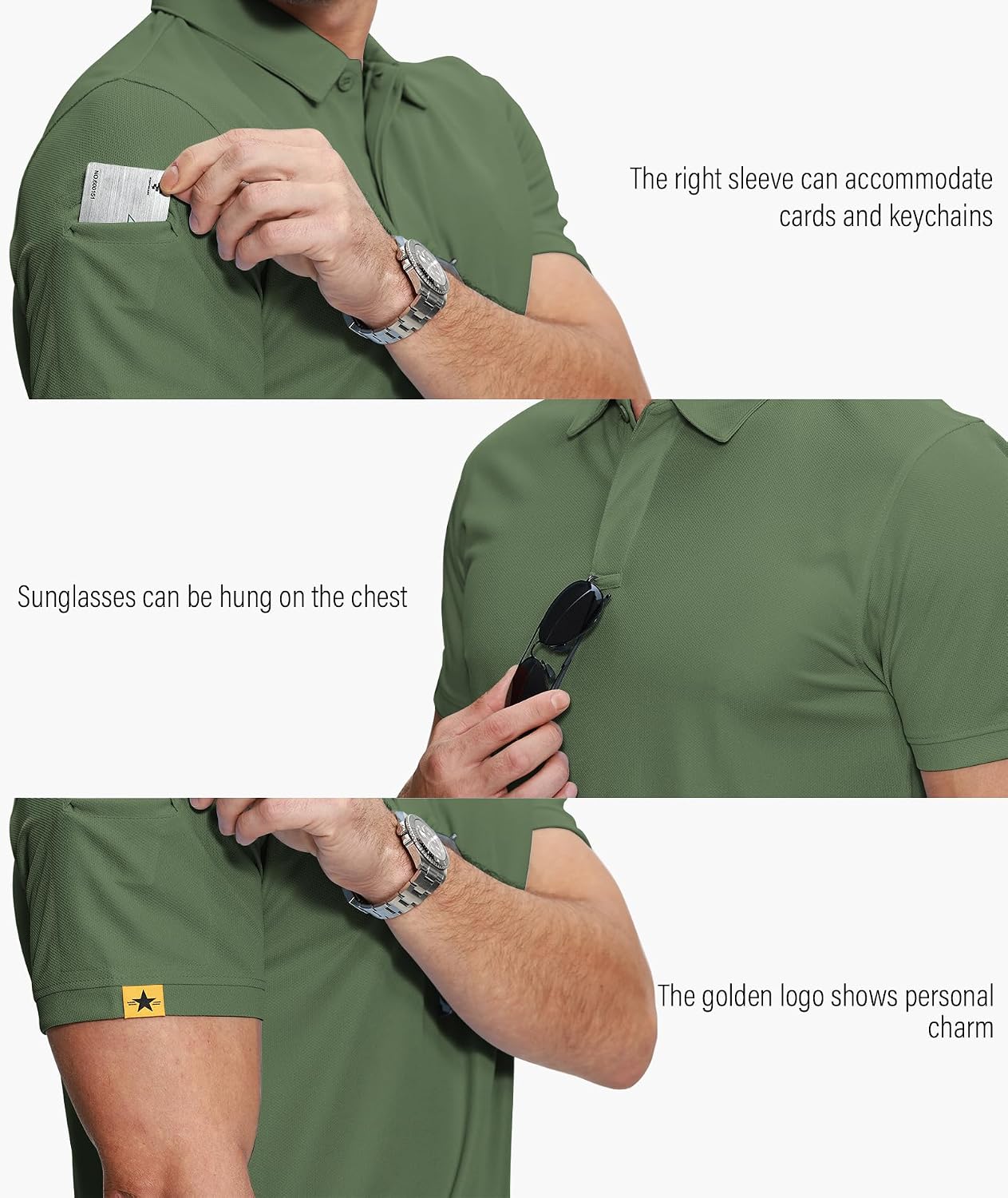 ZITY 5 Pack Mens Polo Shirt Short Sleeve Moisture Wicking Golf T-Shirt