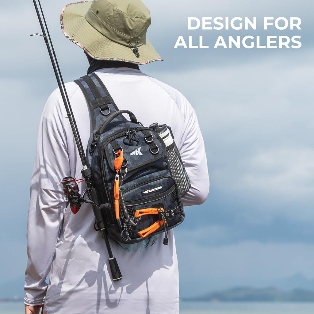 KastKing BaitSpace Fishing Sling Bag, Fishing Backpack with Rod Holder