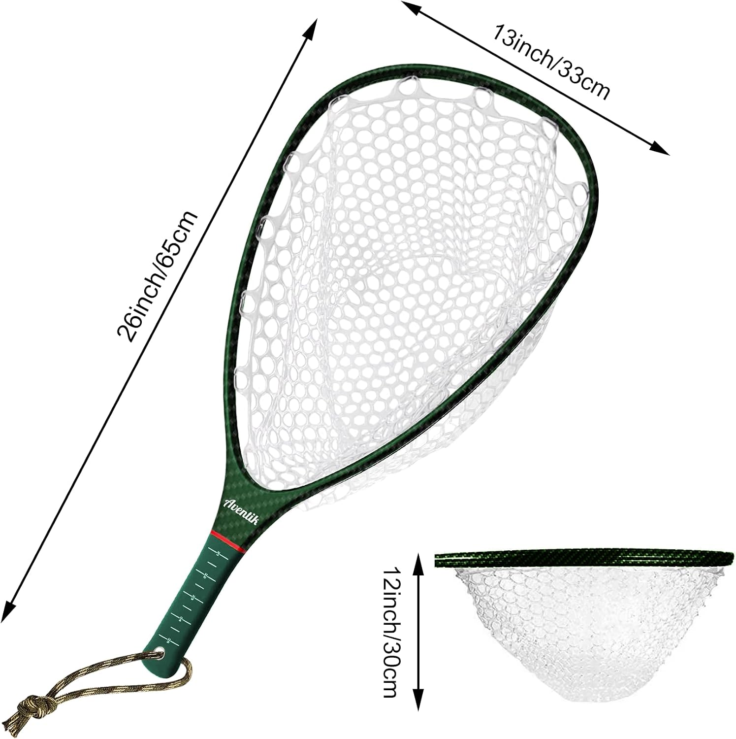 Aventik Fly Floating Fishing Net Carbon Fiber Landing Trout Net Light Weight Clear Rubber Ghost Net Catch & Release
