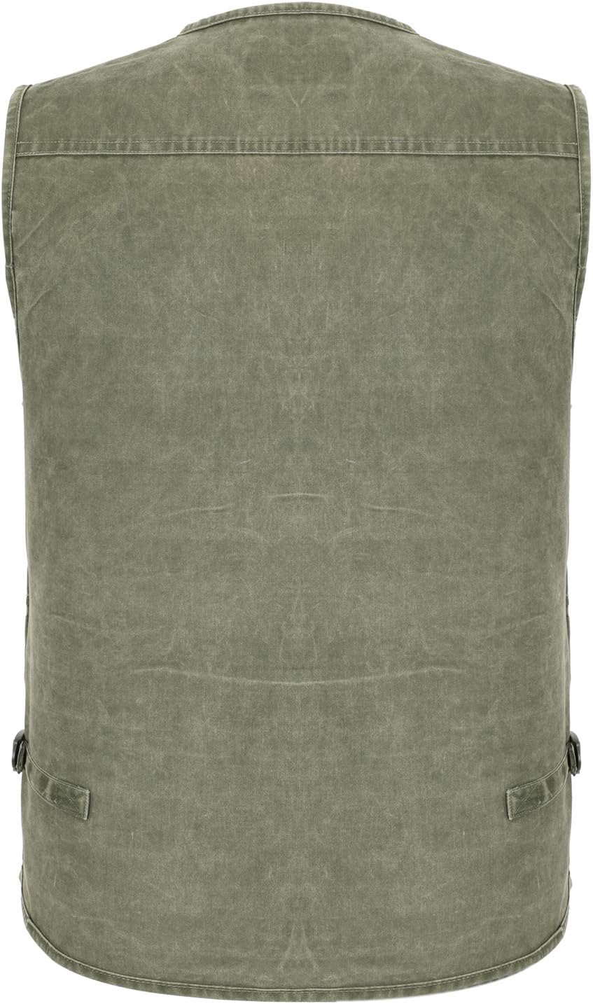 Spanye Mens Safari Travel Photo Vest Outdoor Fishing Multi Pocket Jacket Beige