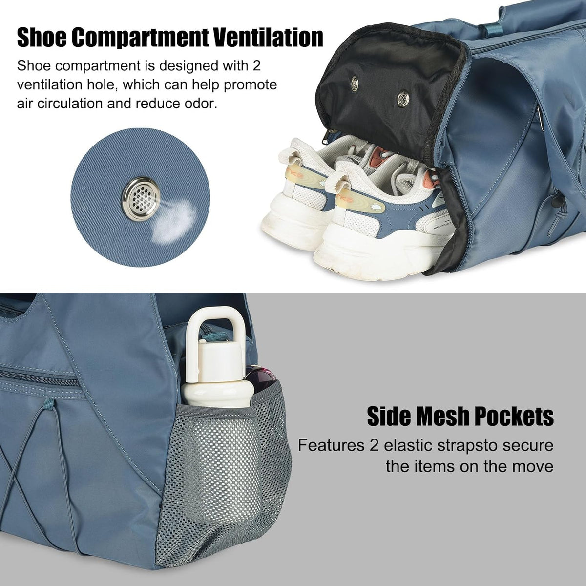 Forestfish Gym Bag For Women With Yoga Mat Holder, Blue