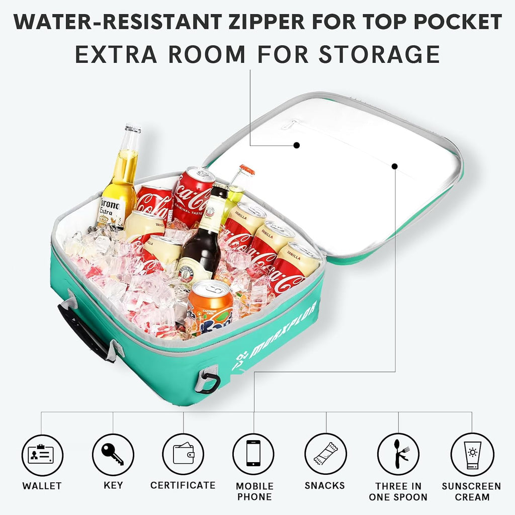 MORXPLOR Waterproof PVC Paddleboard Cooler Deck Bag - 12 Can Soft Insulated Cooler for Paddleboarding, Camping, Kayaking