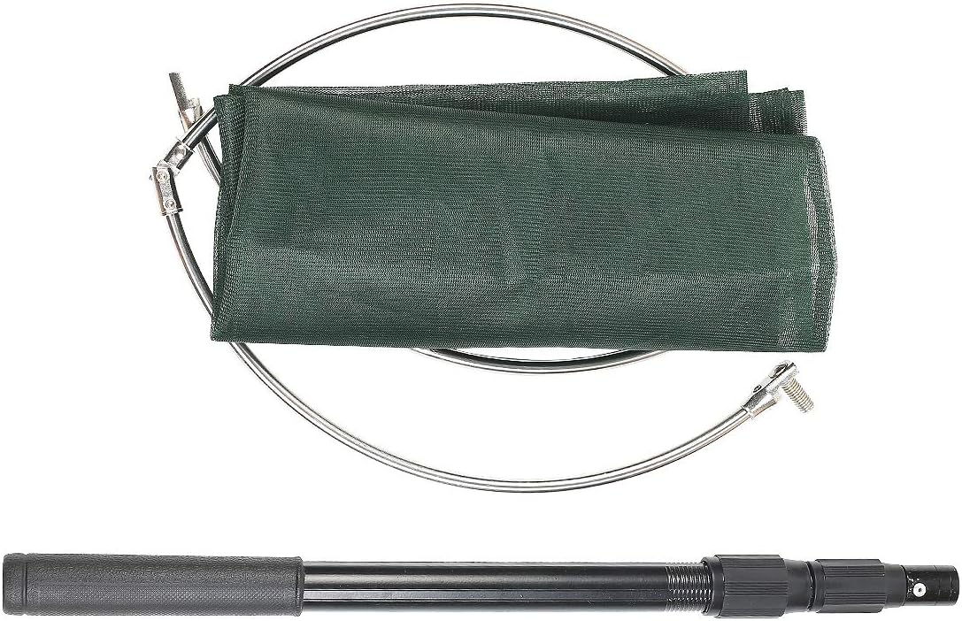 Professional Insect and Butterfly Net with 14" Stainless Ring, 26" Net Depth, Strong Aluminum Telescopic Handle Extends to 39", Muslin Banding at the Top