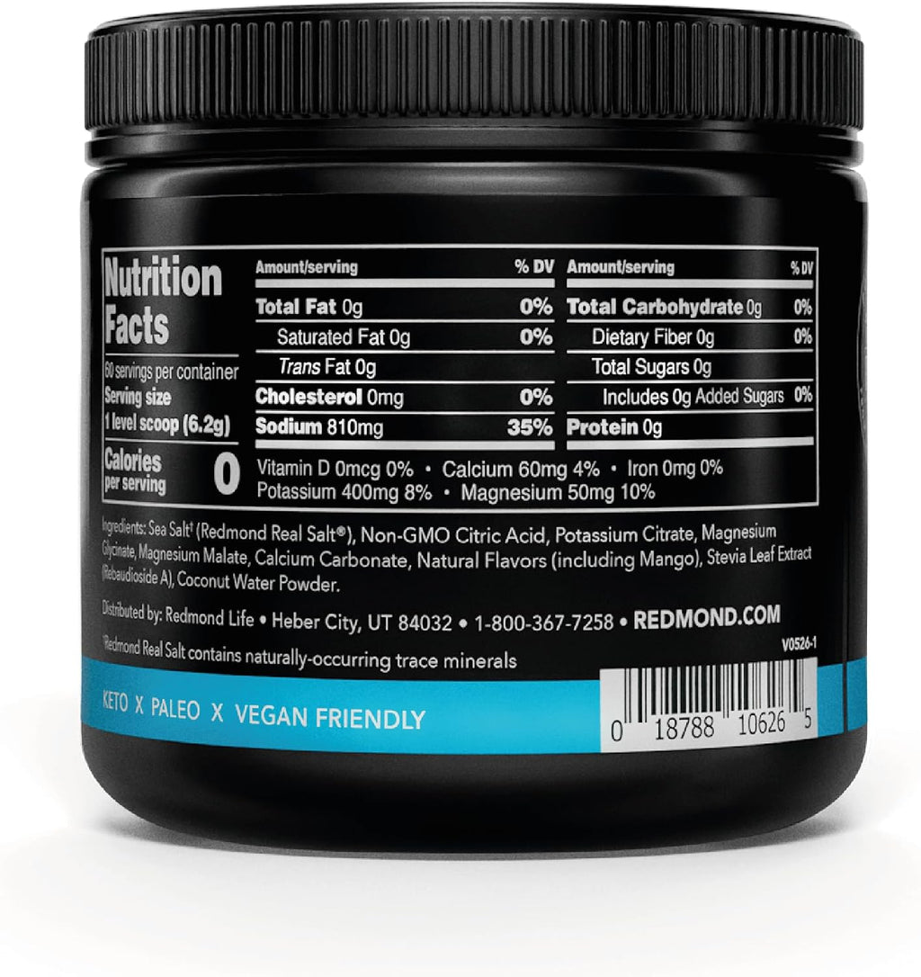 REDMOND Re-Lyte Sugar Free Electrolyte Powder Drink Mix (Mango)