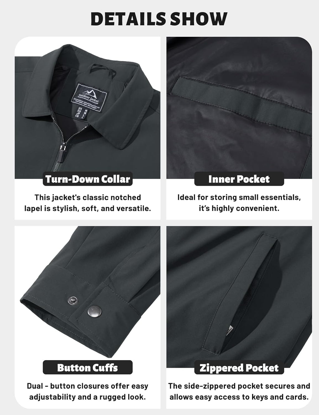 TACVASEN Men's Lightweight Jacket Fall Water-repellent Windbreaker Jackets