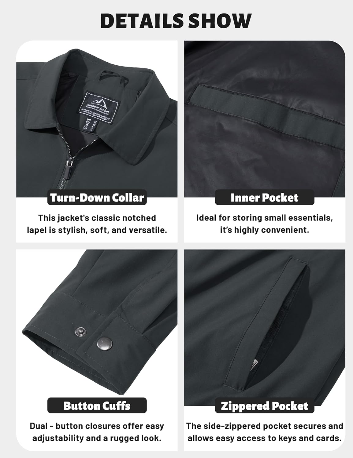 TACVASEN Men's Lightweight Jacket Fall Water-repellent Windbreaker Jackets