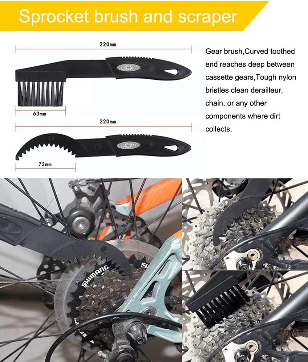 Bike Cleaning Kit - Complete Bicycle Maintenance Set with Degreaser, Lubricant, Chain Scrubber & Brushes for Mountain, Road, MTB, E-bikes