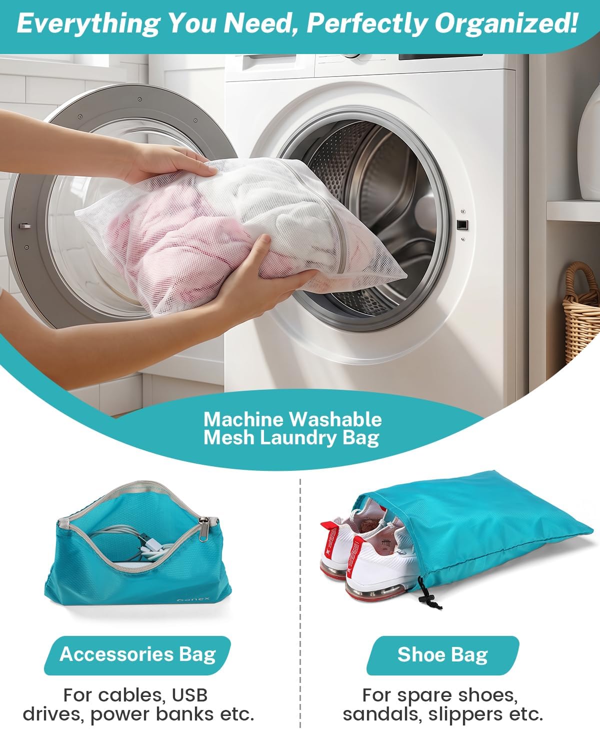 Gonex Compression Packing Cubes for Travel, Mesh Bags Luggage Organizers