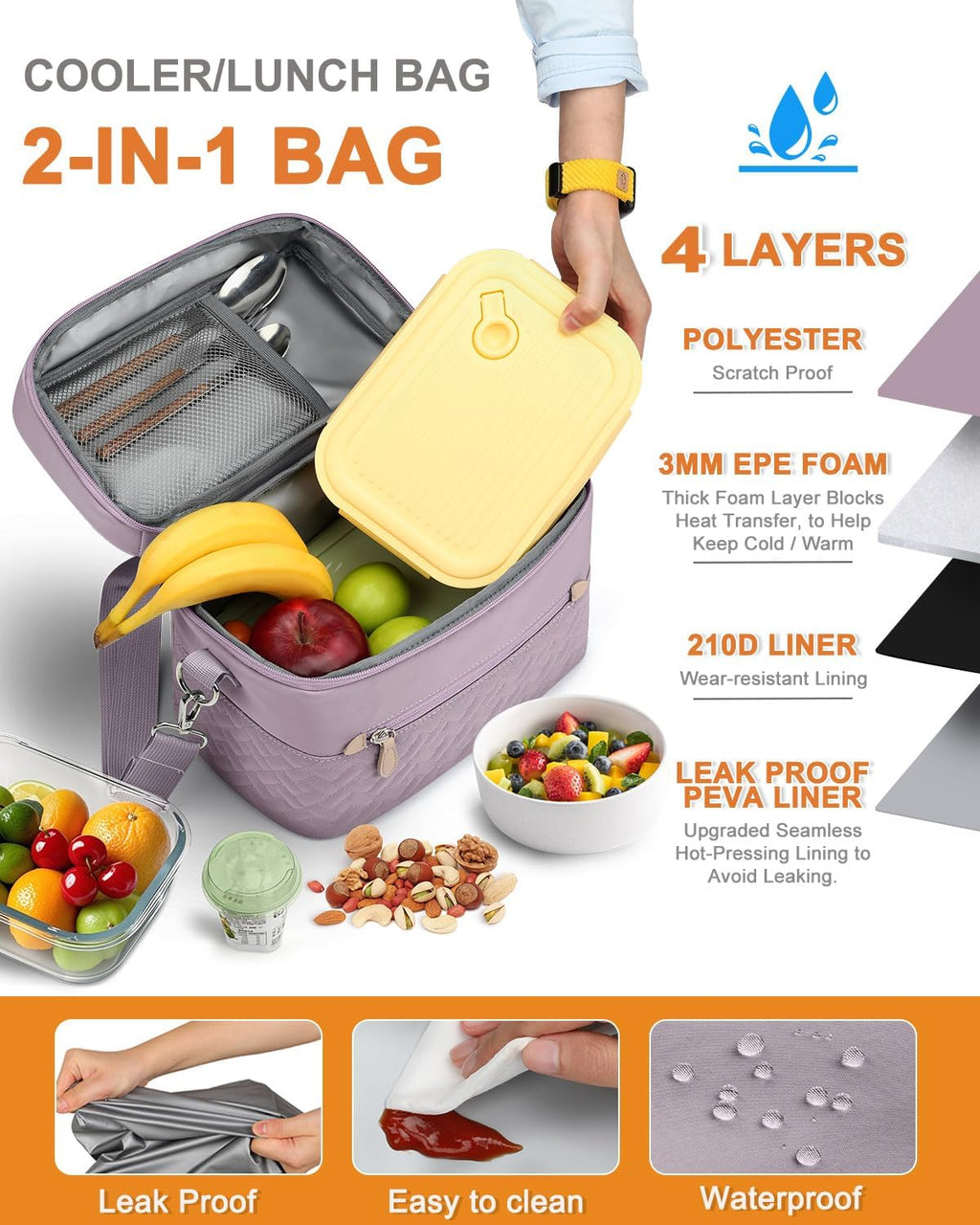 Capolo Lunch Bag for Women Men Insulated Lunch Tote Leakproof Lunchbox Bags