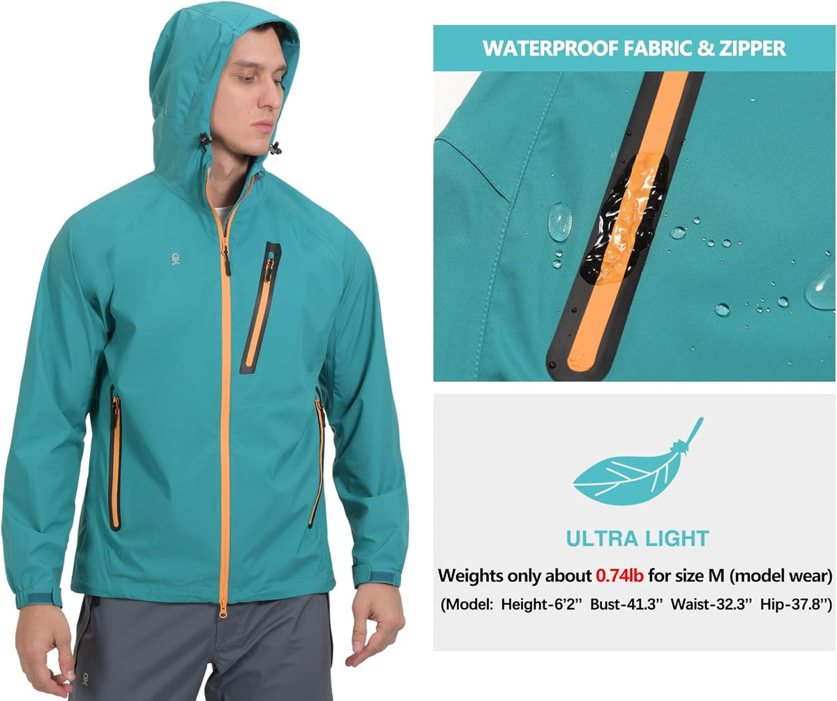 Little Donkey Andy Men's Waterproof Rain Jacket Outdoor Raincoat for Hiking
