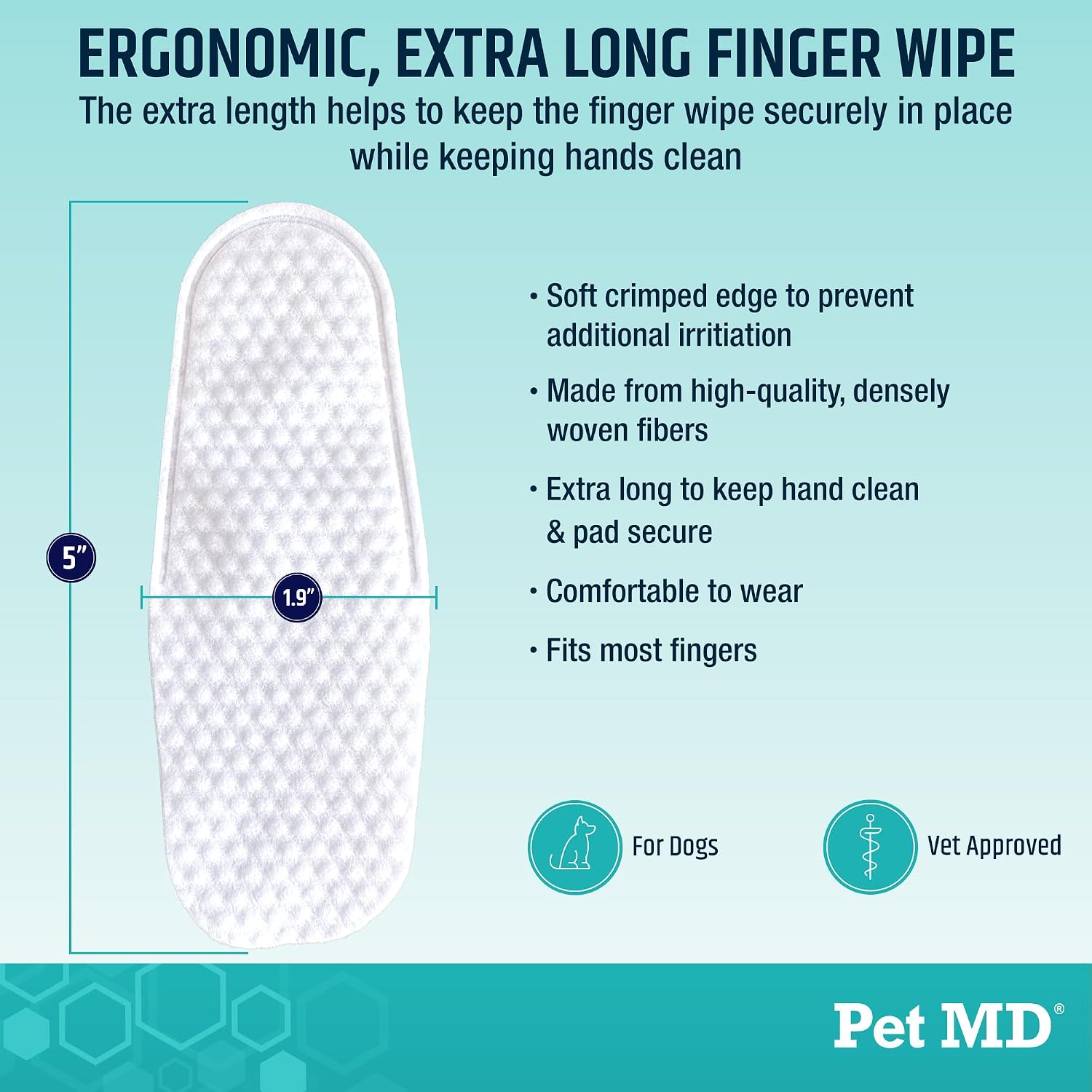 Pet MD Pet Dental Finger Wipes for Dogs - Plaque and Tartar Remover - 50ct