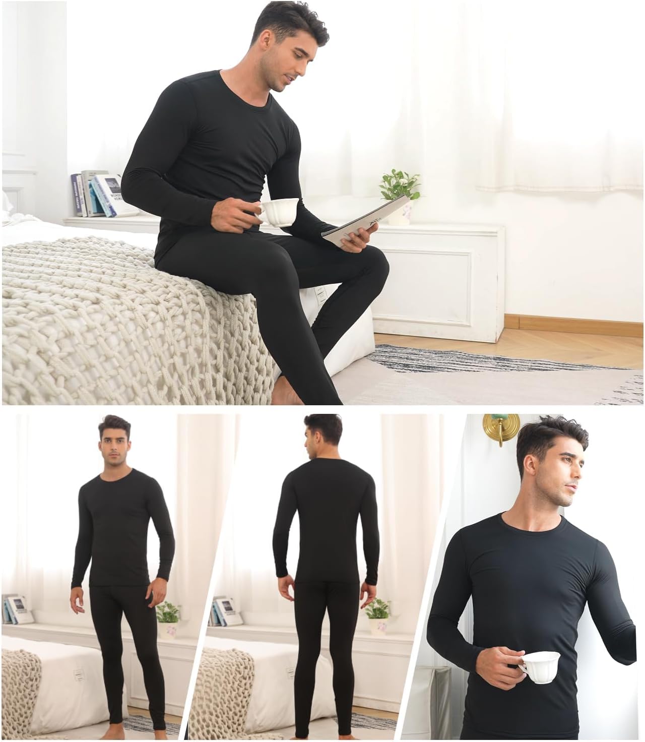 Thermal Underwear for Men Long Johns Set Fleece Lined Winter Cold Weather