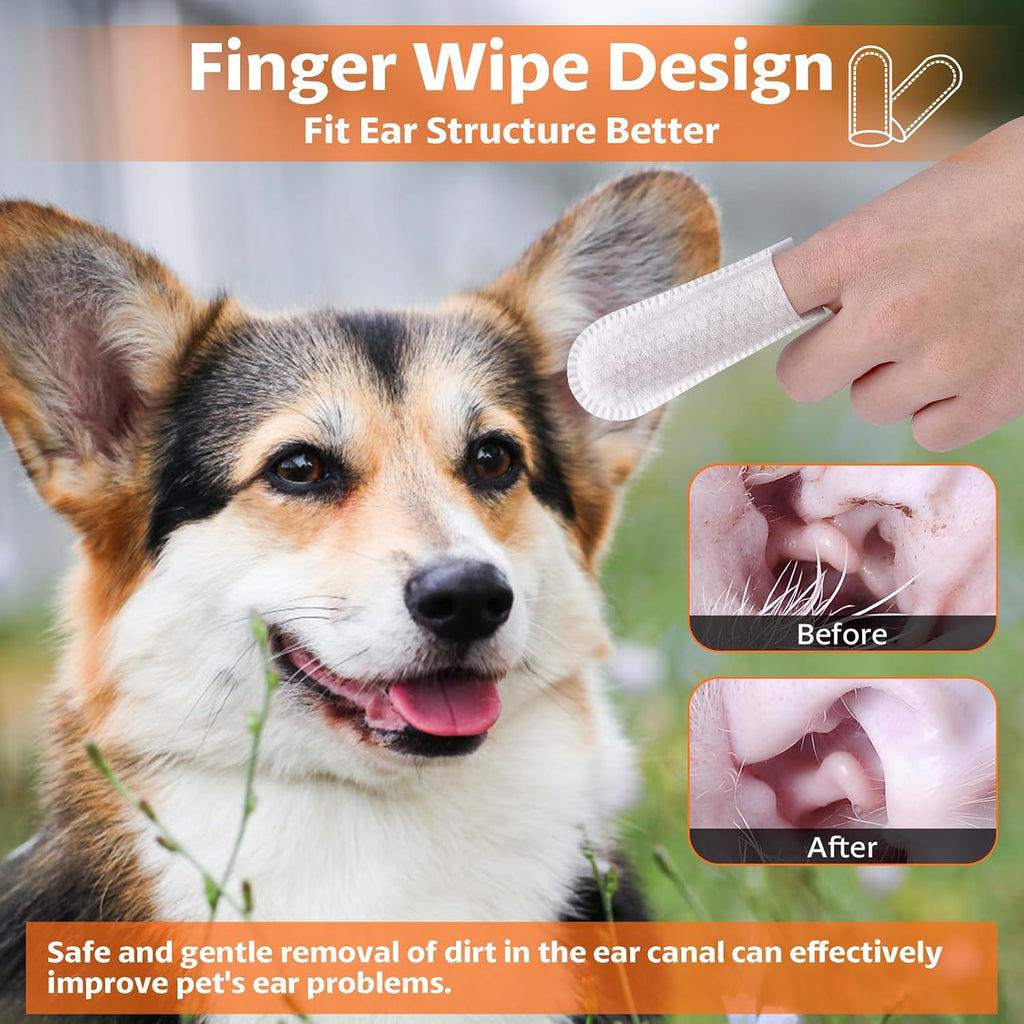 OBSEDE Ear Finger Wipes for Dogs & Cats, 120 Count, Alcohol Free Pet Care