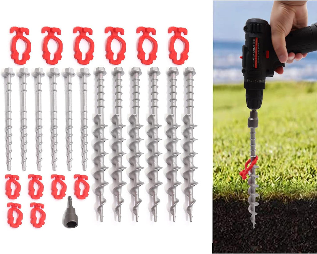 Aluminum Ground Anchors, 12-Pack Heavy-Duty Screw Stakes