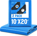 2 Pack 10 x 20 ft Blue Tarps, 5.5 Mil Heavy Duty Waterproof Tarp