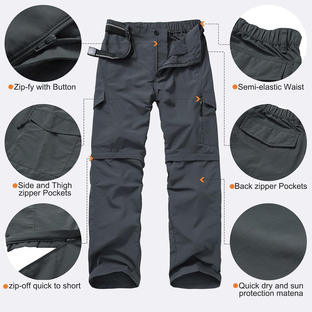 linlon Boy Scout Pants Hiking Mens Convertible Zip Off Safari Fishing