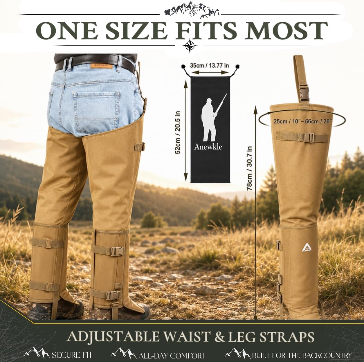 Snake Gaiters for Men&Women Waterproof Snake Guard Leg Protection with PP Board Inserts 1000D Oxford Fabric Hunting Gaiters with Secure Underfoot Straps for Hiking Fishing Farming Brush Clearing