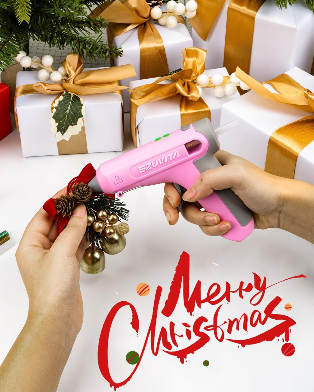 4V Pink Cordless Hot Glue Gun Kit, 30-Piece Glue Sticks