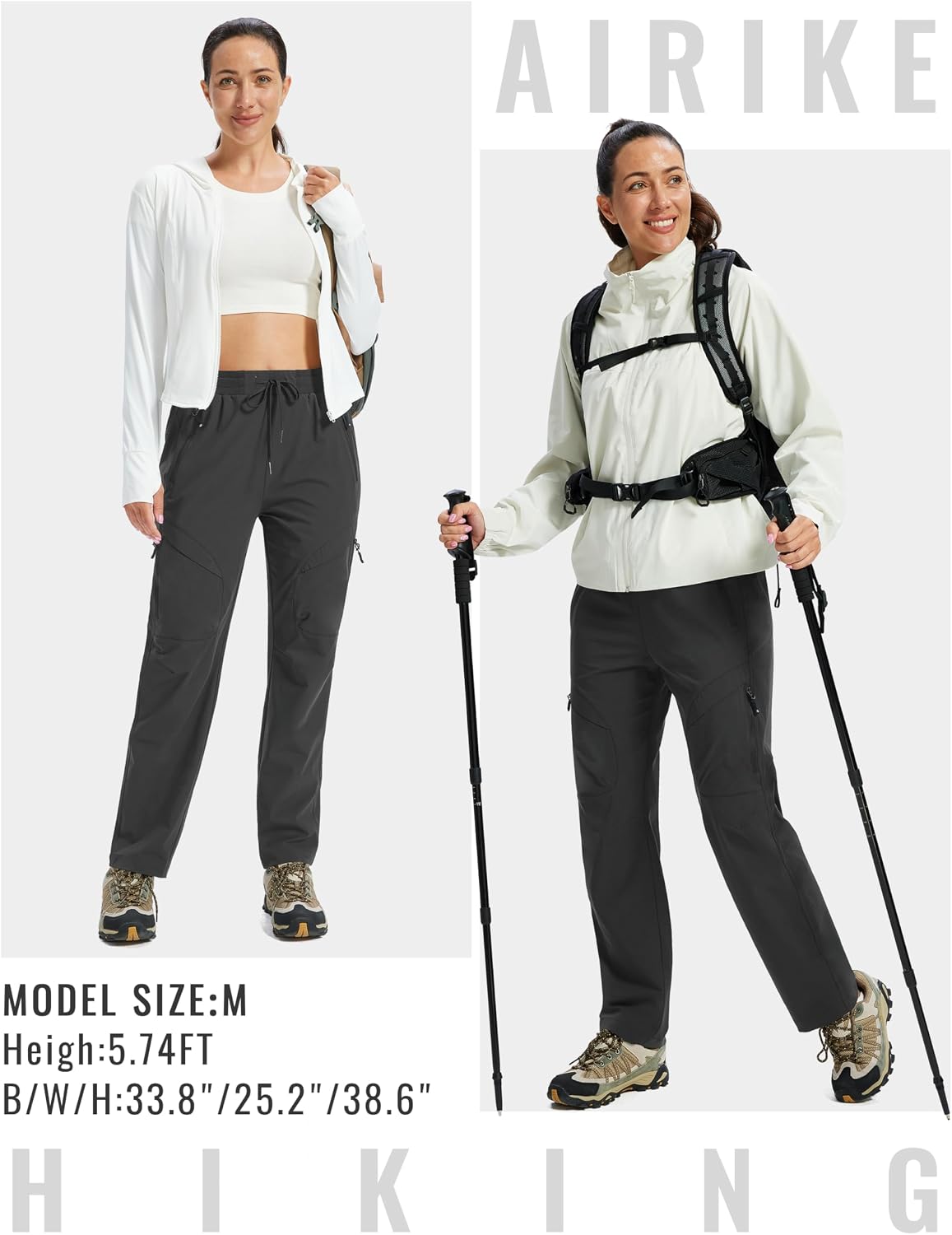 AIRIKE Women's Hiking Cargo Pants Lightweight Quick Dry Joggers Sweatpants Casual Work Travel Outdoor Pant with Pockets