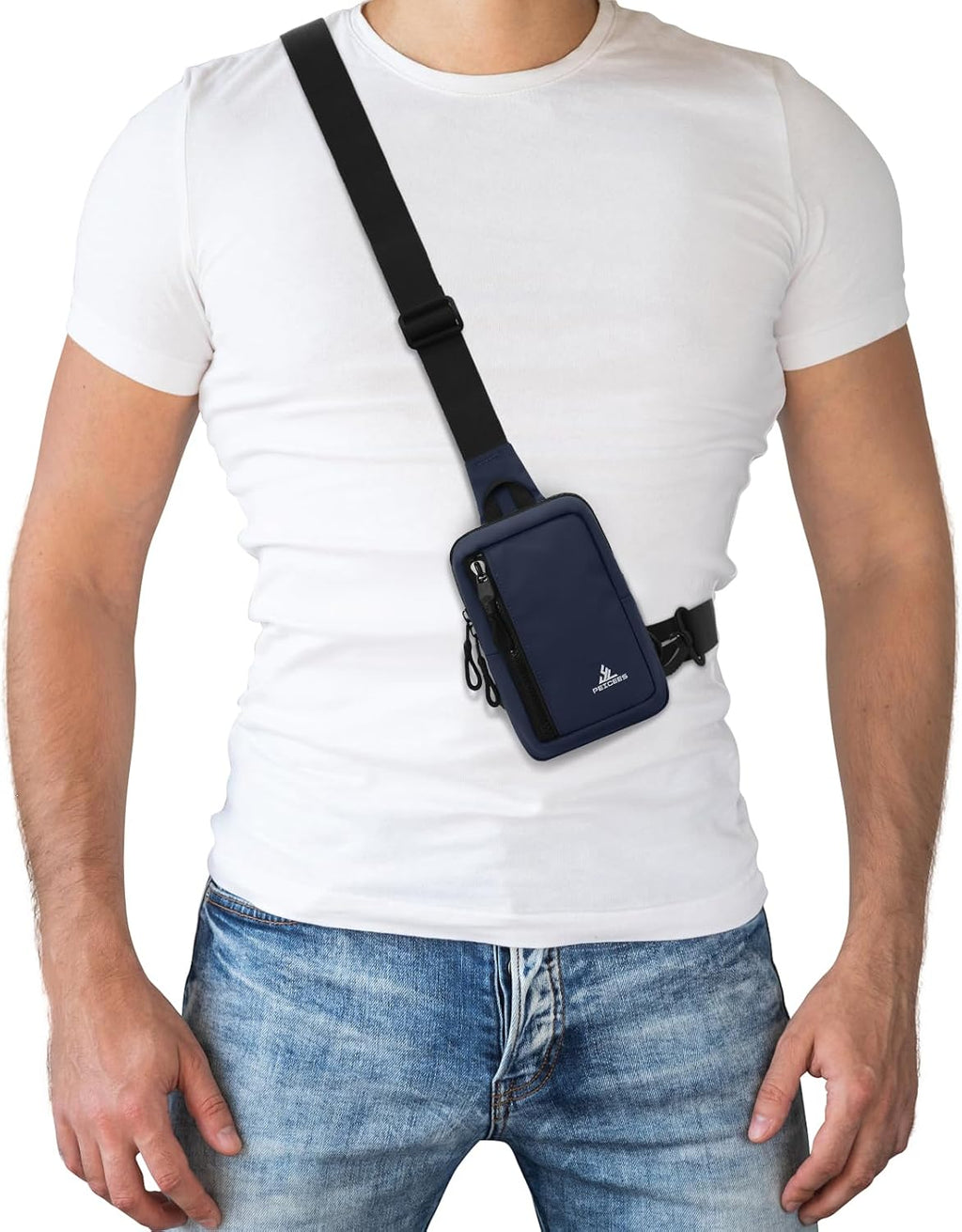 Peicees Small Crossbody Bag for Men Women Mini Sling Bag Travel Running Phone Daypack Cross Body Shoulder Bags with Keyholder