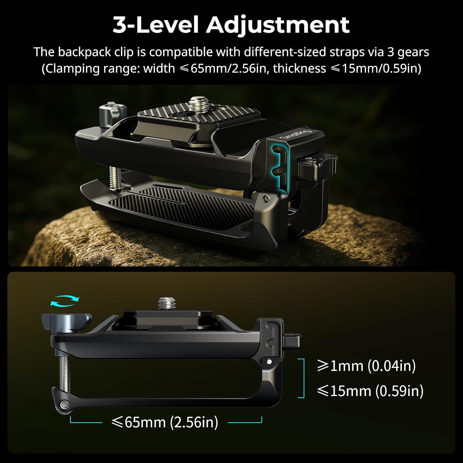 SMALLRIG Camera Clip with Plate, Quick Release System, Max Load 40kg/88lb