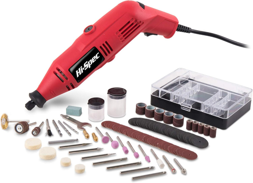 Hi-Spec Corded Rotary Tool Kit for Cutting, Grinding and Sanding with Bits