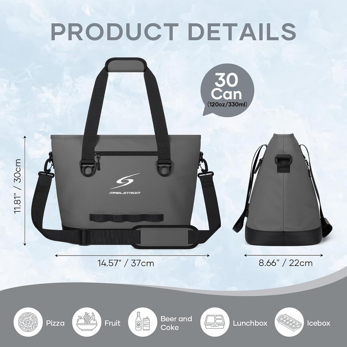 Maelstrom 30 Can Insulated Cooler Bag, Leakproof Soft Ice Chest