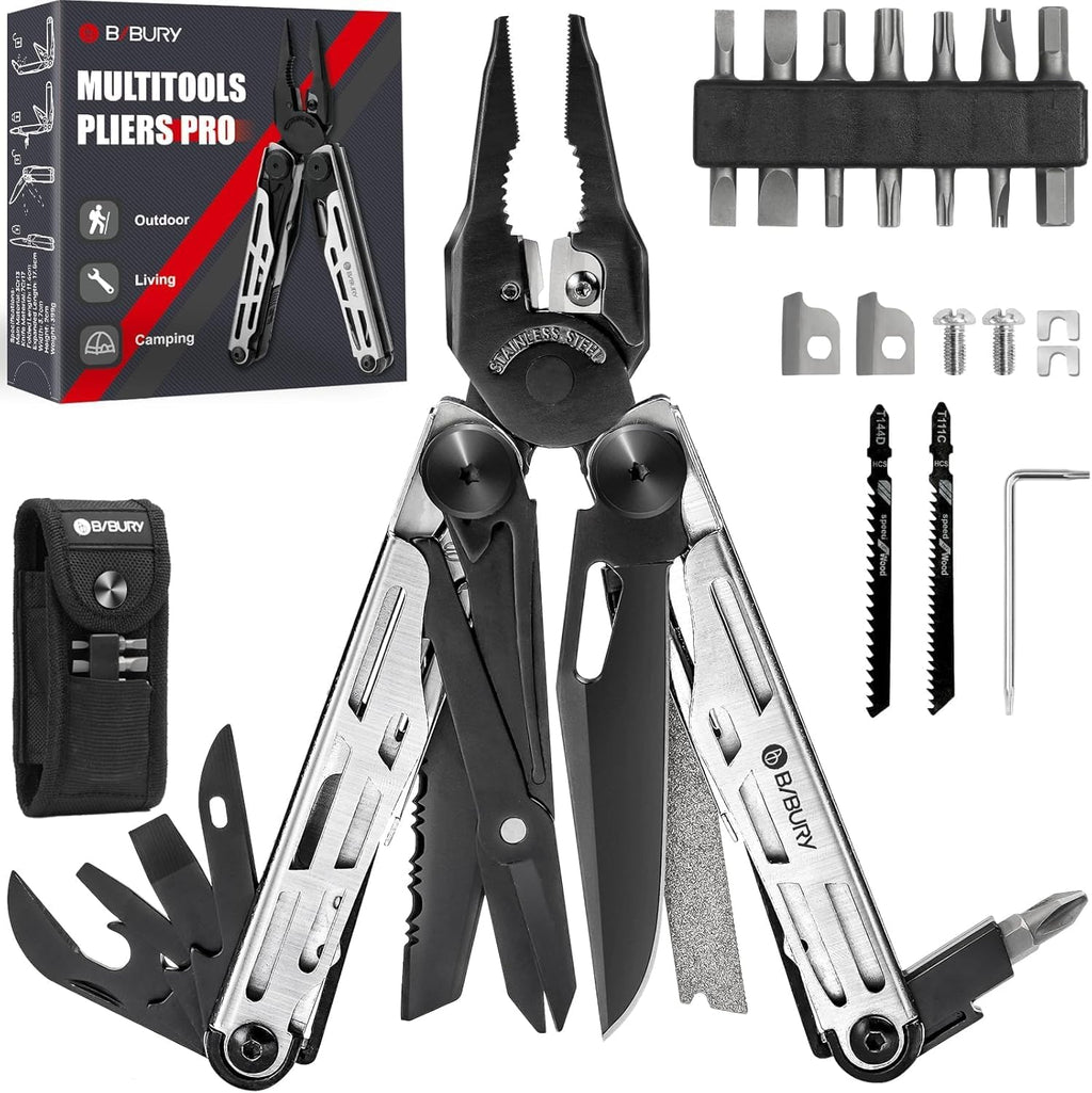 BIBURY 31-in-1 Multitool Pliers Pro BI2045,EDC Pocket Knife & Scissors